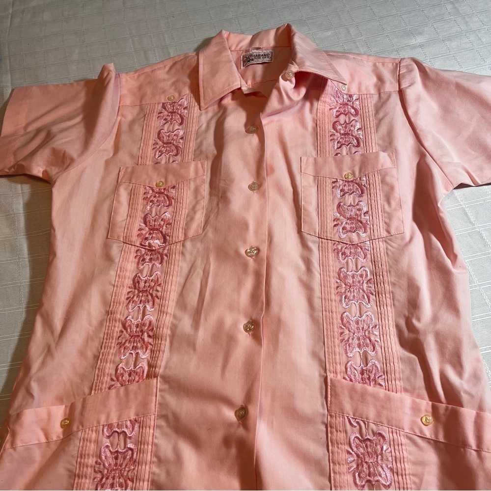 Vintage Midcentury Haband Pink Embroidered Cowgirl Glam Western Button Up Medium - Picture 6 of 11